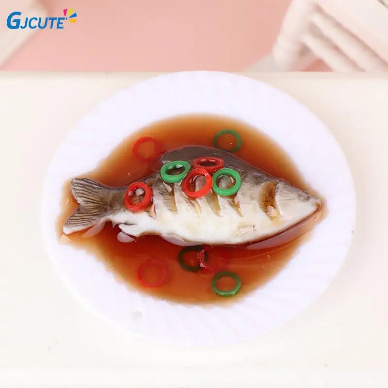 

1:6 1:12 Dollhouse Simulation Braised Fish Dollhouse Chinese Cuisine Model Dollhouse Kitchen Food Accessories Pretend Play Toys