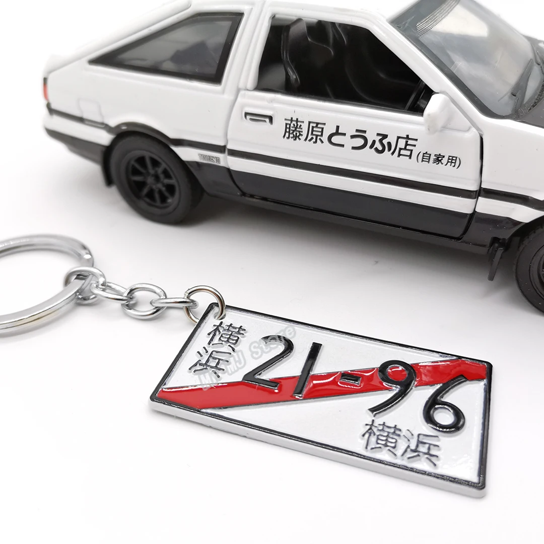 Car Styling Yokohama Nagano Osaka JDM Racing Initial D Drift Keychain Car License Plate Number Keyring Auto Motorcycle Key Ring