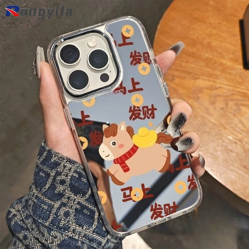 

Cute Pony New Year Phone Case For Tecno Spark Pova Slim 6 Pro Pop 10 9 Camon 30S 20 12 Pova 7 Pro Ulta 6 Neo Mirror Cover