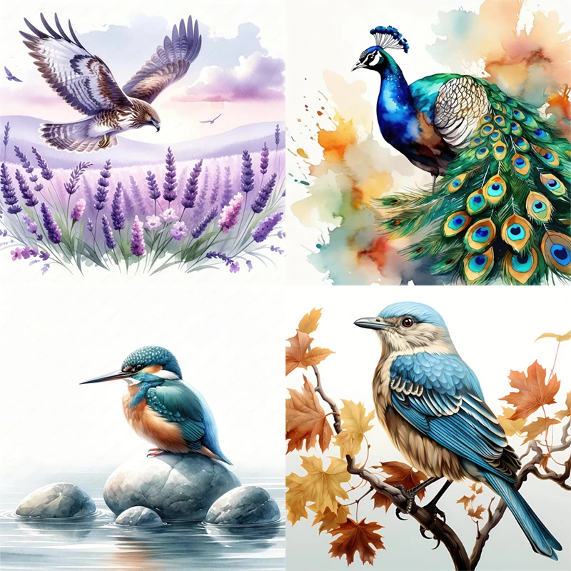 Three Ratels QL107 Beautiful bird watercolor self-adhesive poster room decoration wall sticker