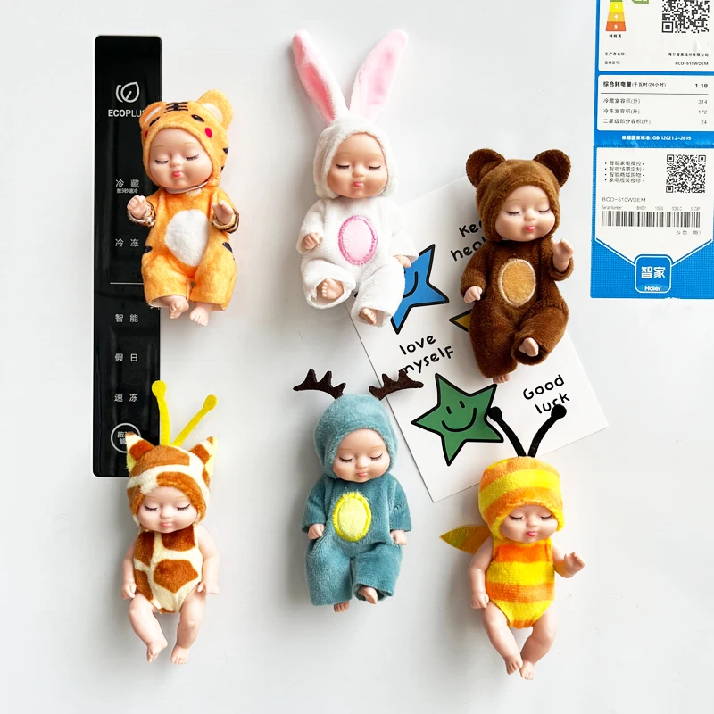 

Cute Cartoon Plush Baby Doll 3D Magnetic Fridge Magnet Decorative Absorbing Iron Stone Childish Personality Creative Toy Figure