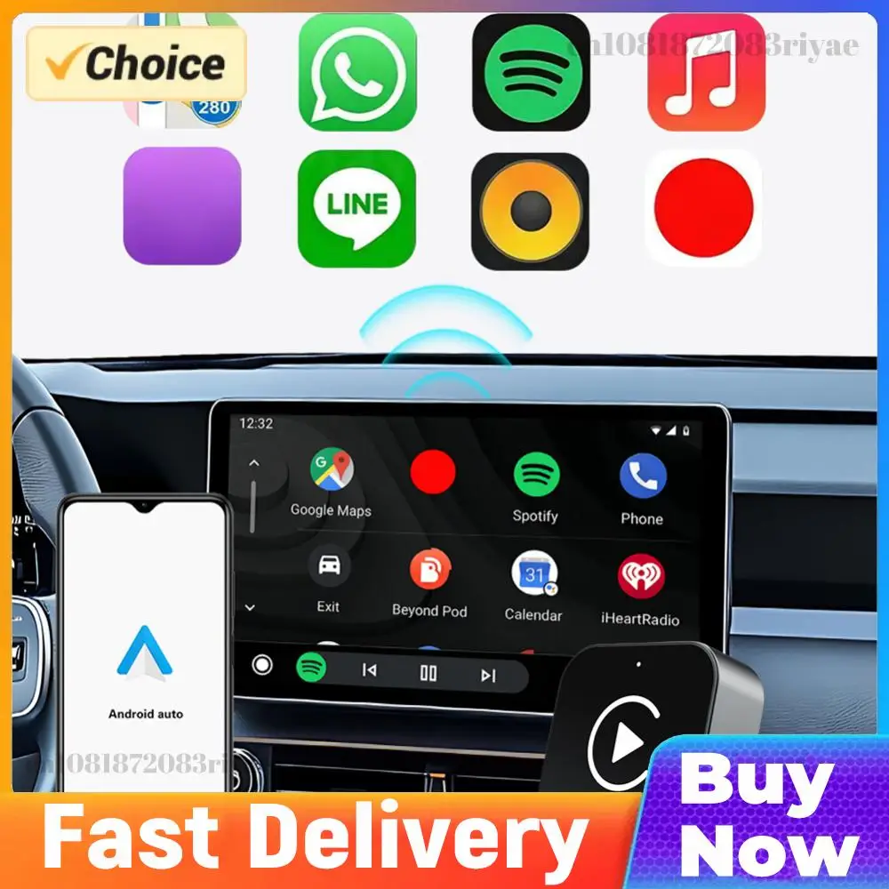 

Беспроводной адаптер 2-в-1 для CarPlay и Android Auto, умный USB-донгл с автоматическим подключением, Plug & Play для iPhone и Android, для автомобилей с заводской проводной системой.