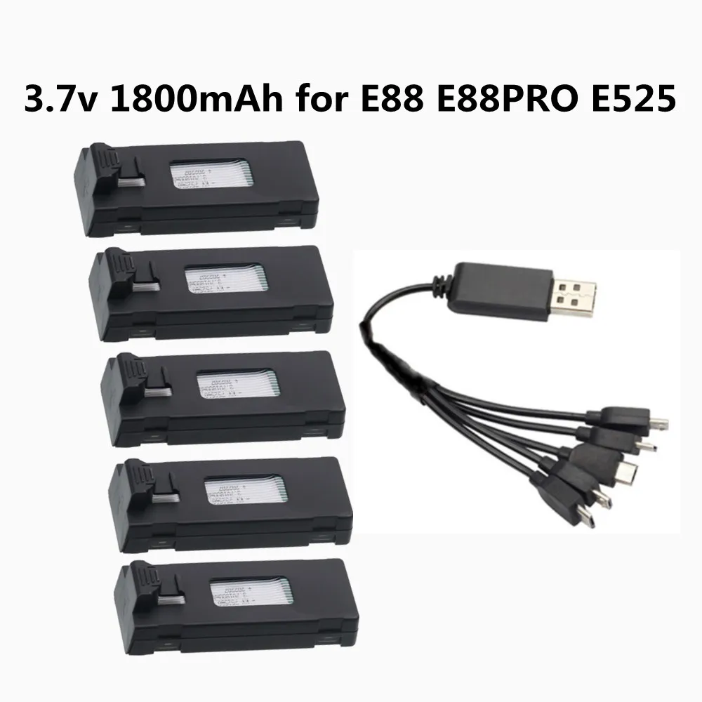 3.7V 1800Mah Battery For E88 E88PRO Ls-E525 E525 PRO Mini Uav Drone Rc Quadcopter Spare Parts 3.7v Lithium Battery Charger Set