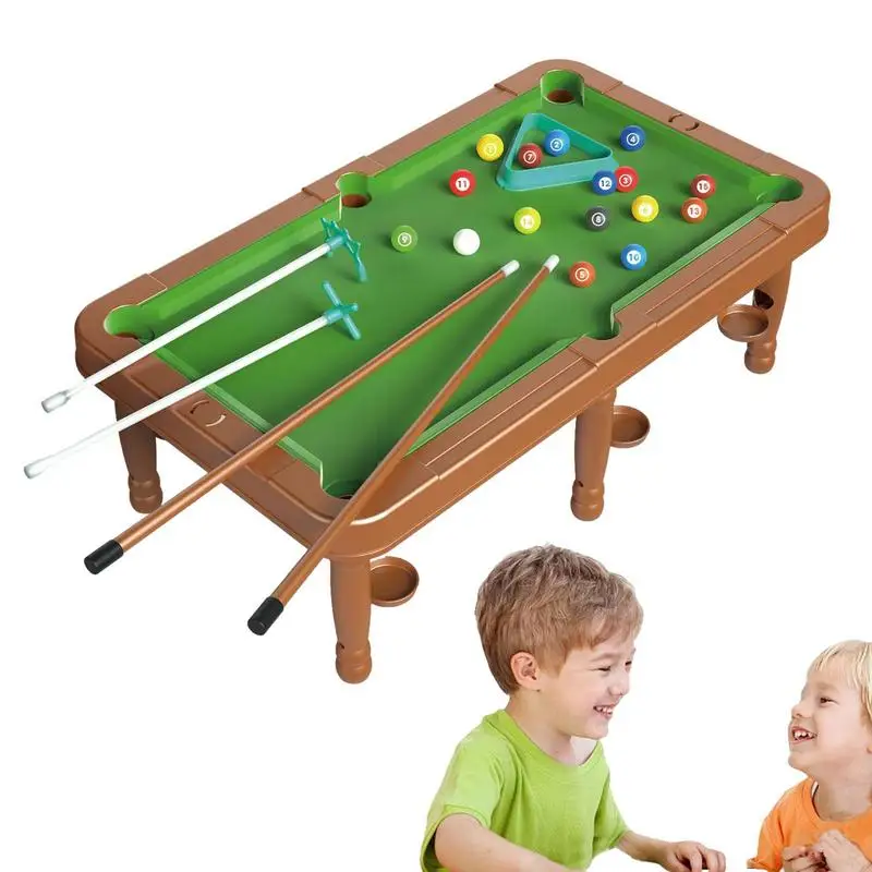 

Mini Pool Table Game Set with Tripod and 4 Cue Sticks parent child interactive desktop game birthday gift for kids adults