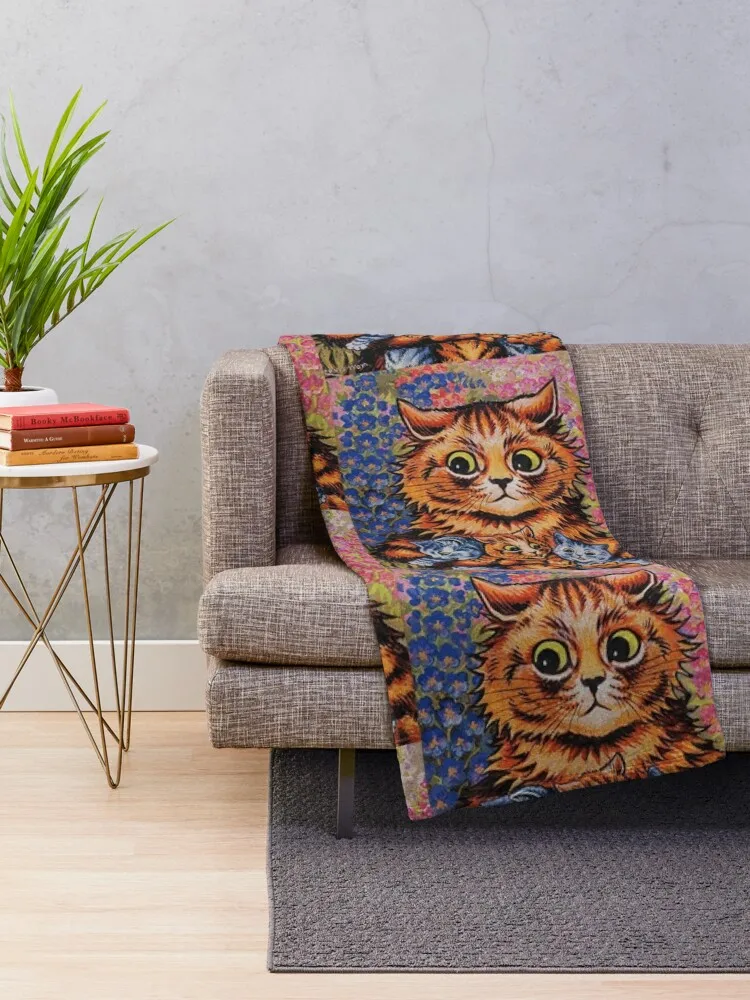 Louis Wain and His Weird Cats, Animal Painting Throw Blanket sofa bed Vintage Blankets