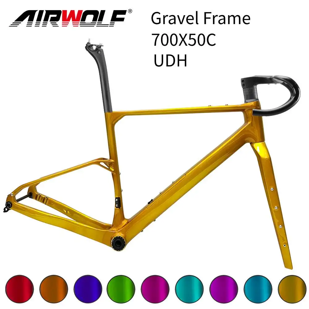 

Airwolf 2026 T1100 Carbon Gravel Frame 700C*50C T47 Thread Disc Brake Gravel Bicycle Frameset Storage Box UDH Hanger