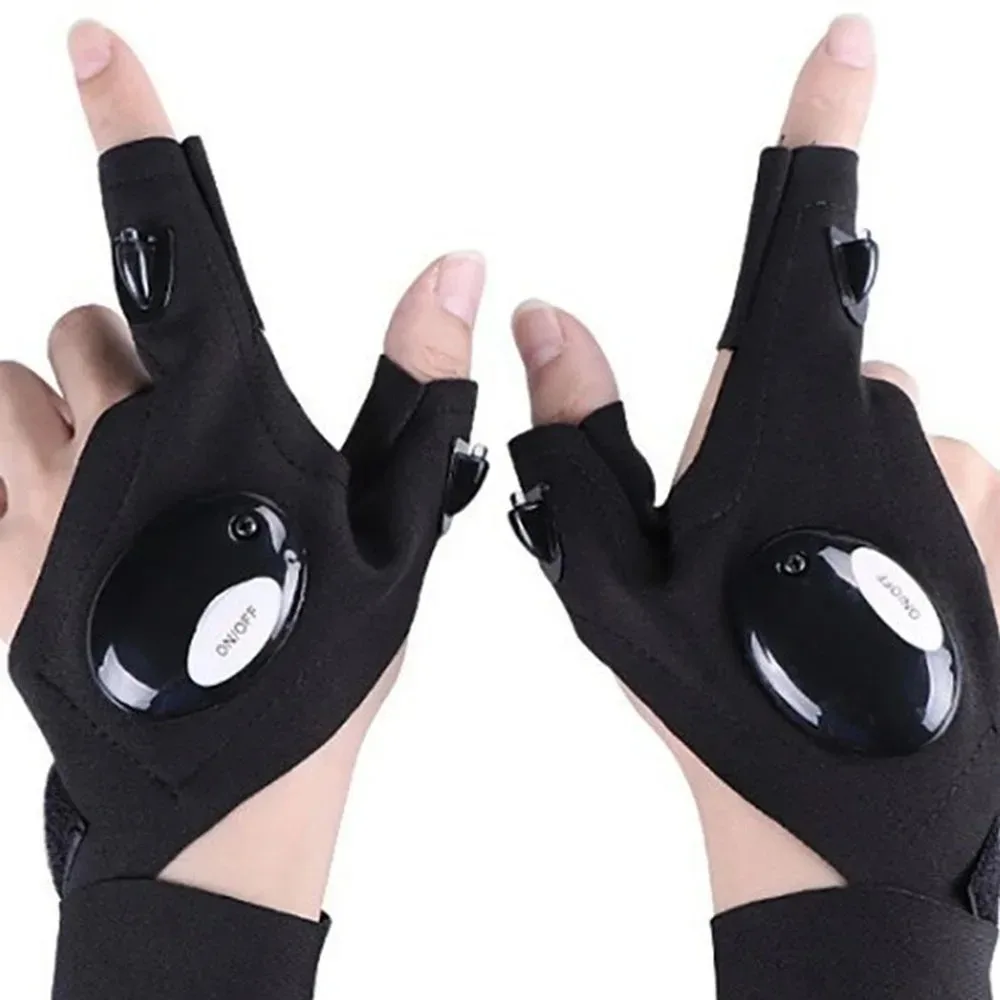 Outdoor-LED-Fingerlose Handschuhe, leuchtende Handschuhe zum Angeln, Radfahren, Arbeiten bei Nacht, Sportausrüstung, Zubehör