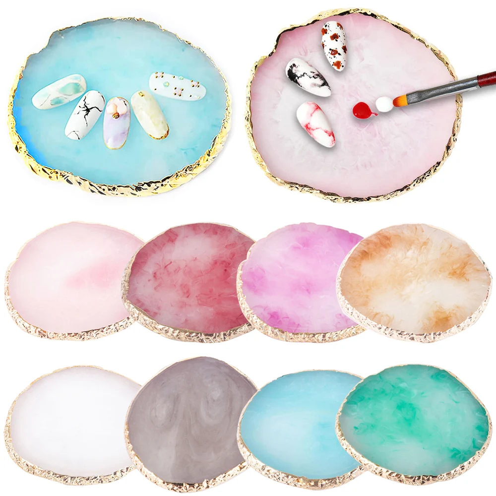 

1PC Nail Art Palette Round Resin Stone False Nail Tips Mixing Color Drawing Pallet Gel Polish Display Shelf Manicure Accessories