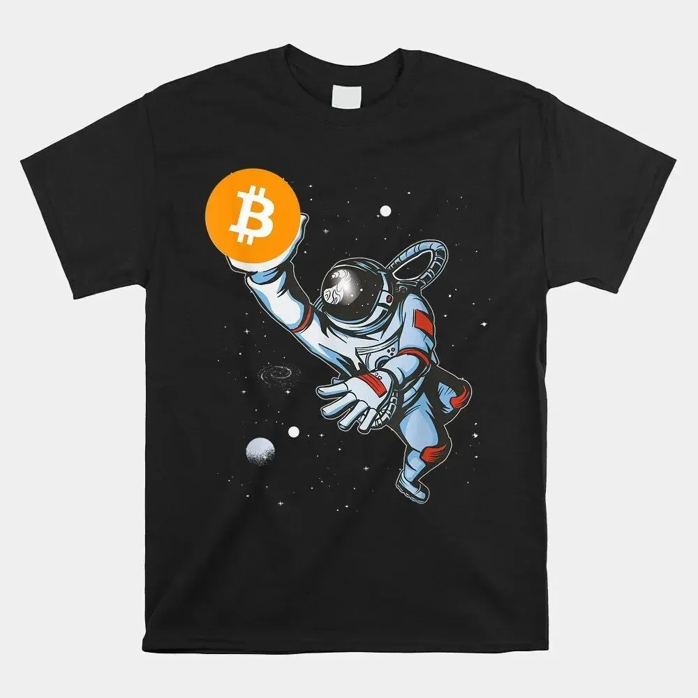 Bitcoin Hodl To The Moon Crypto Coin Token Astronaut Space T-Shirt, Size S-5XLHigh Quality 100%Cotton Short Sleeve