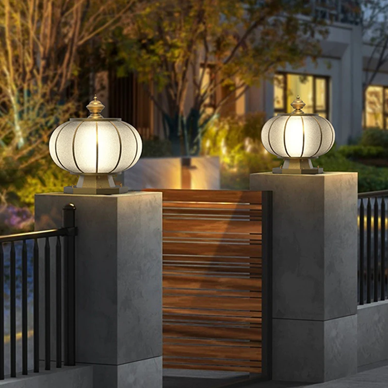 

Steamer solar outdoor all-copper stigma lamp waterproof wall round courtyard door pillar