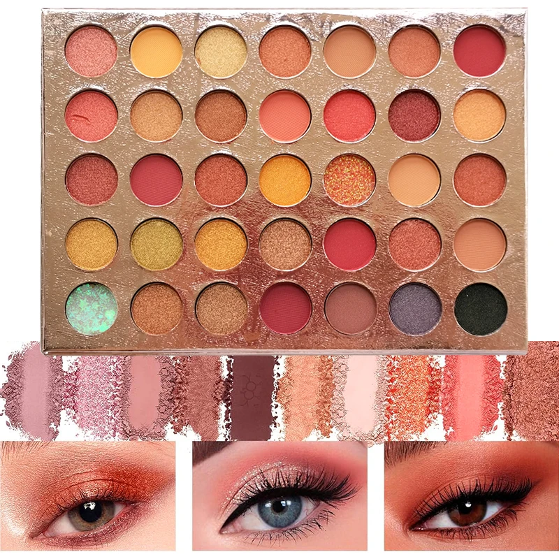 35 Colors Super Cheap Professional Nude Eyeshadow Palette Multi Reflective Shimmer Matte Glitter Pressed Pearls Eye Shadow Makeu