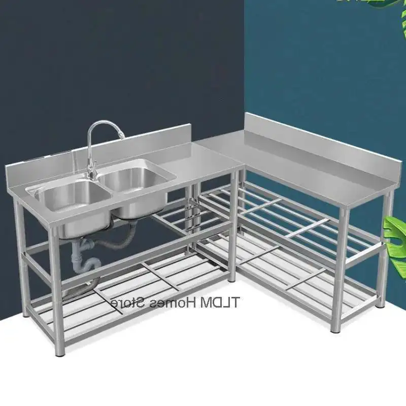 

Современные коммерческие кухонные мойки с кронштейном, роскошная раковина для мытья посуды из нержавеющей стали, встроенный шкаф на столешнице