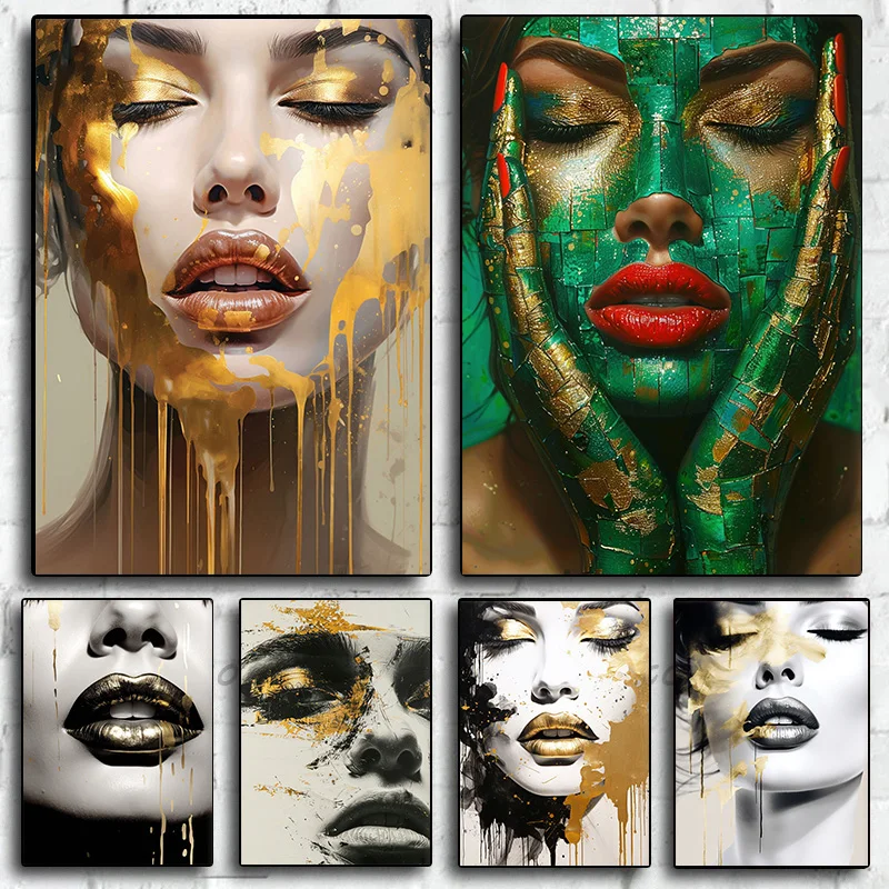 Abstract Woman Face Girl Portrait Personality Poster Print Wall Art Pictures Canvas Painting Living Room Bedroom Home Decor G
