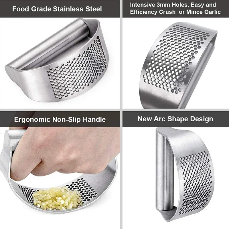 Multi-function Manual Stainless Steel Garlic Mincer Garlic Crusher Press Fruit Vegetable Kitchen Gadget Manual Food Processors