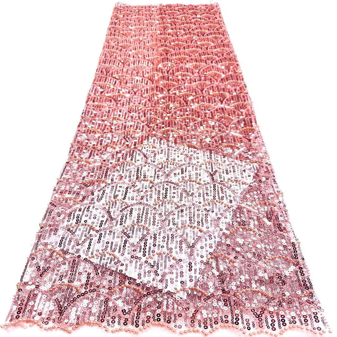 

New Tulle Lace Fabric With Beads Sequins 2026 Hot Sale African Nigerian French for High End Wedding Party Bride Sewing Dresses