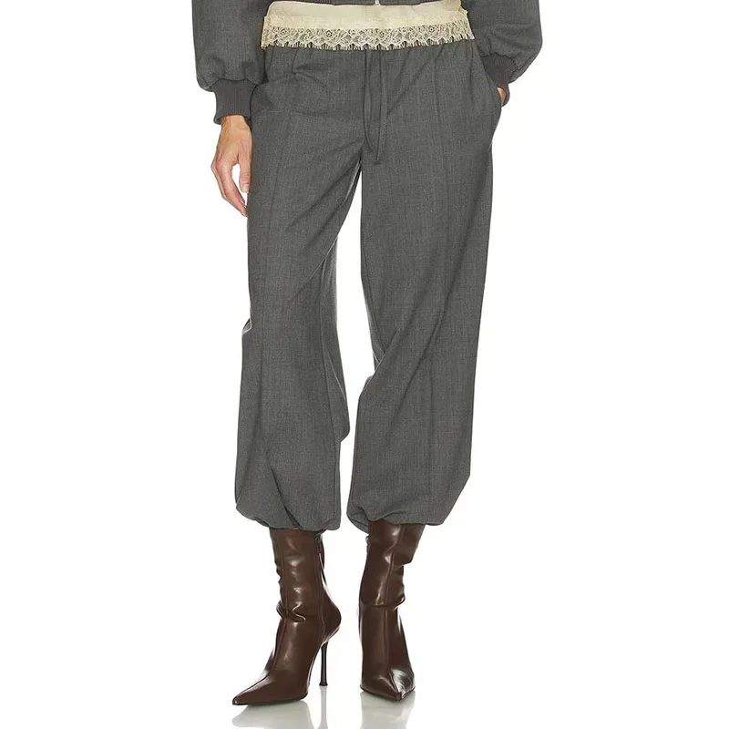 Drawstring stretch high-waisted wide-leg pants - Drape-like straight-cut business casual trousers for the 2026 autumn season