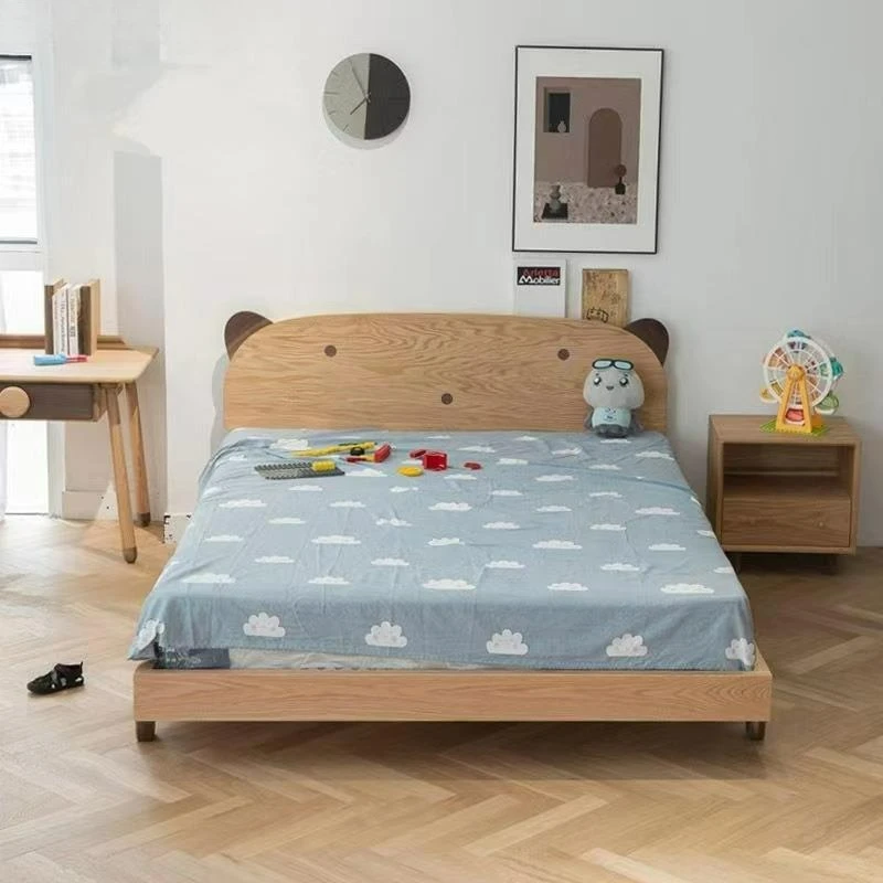 

Customizable Oak Black Walnut Children's Bed Modern Simple Children's Room 1.2m 1.5m Bedroom Bear Bed