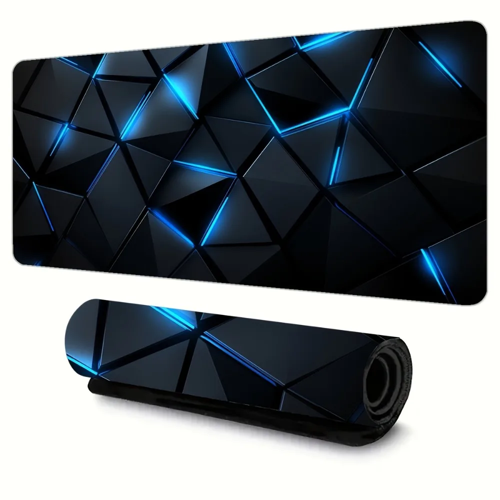 CIFBUY Large Mouse Pad Precision Edged Desk Mat Anti Slip Rubber Gaming Office Table Mat Sci Fi Blue Geometric Computer Pad