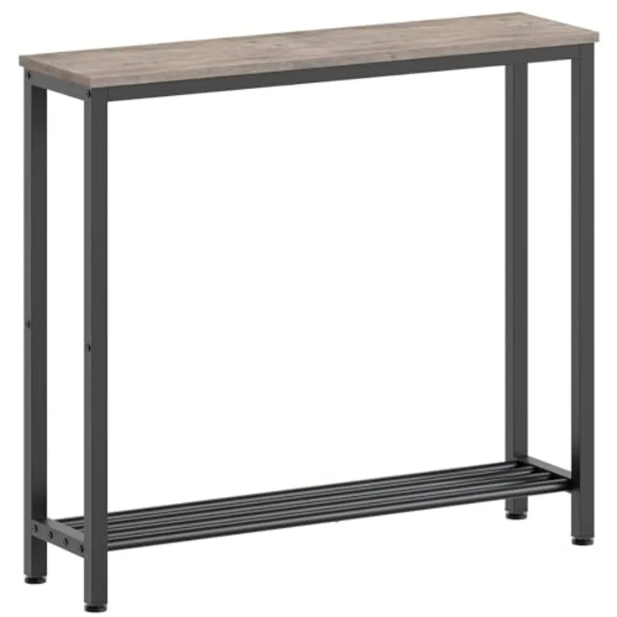 

Narrow Console Table 2-Tier Small Sofa Table 29.5" Thin Entryway Behind Couch Table with Shelves Industrial Hallway Table for L