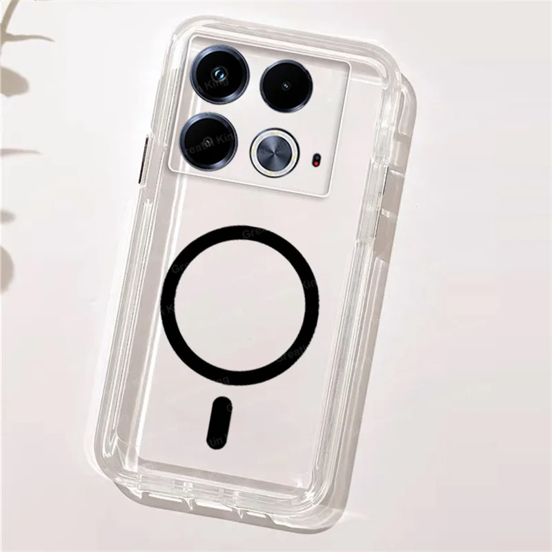 Transparent Magnetic Phone Case For Infinix Note 40 4G X6853 Case High Quality Clear Soft TPU Full Lens Protective Cover