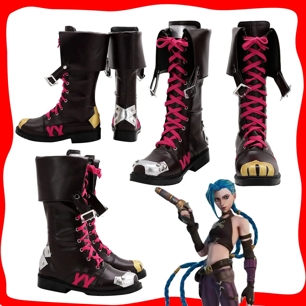 Jinx Arcane Cosplay Chaussures pour Femmes, Bottes, Déguisement, Jeu, LoL, Costume, Accessoires, Halloween, Carnaval, ix