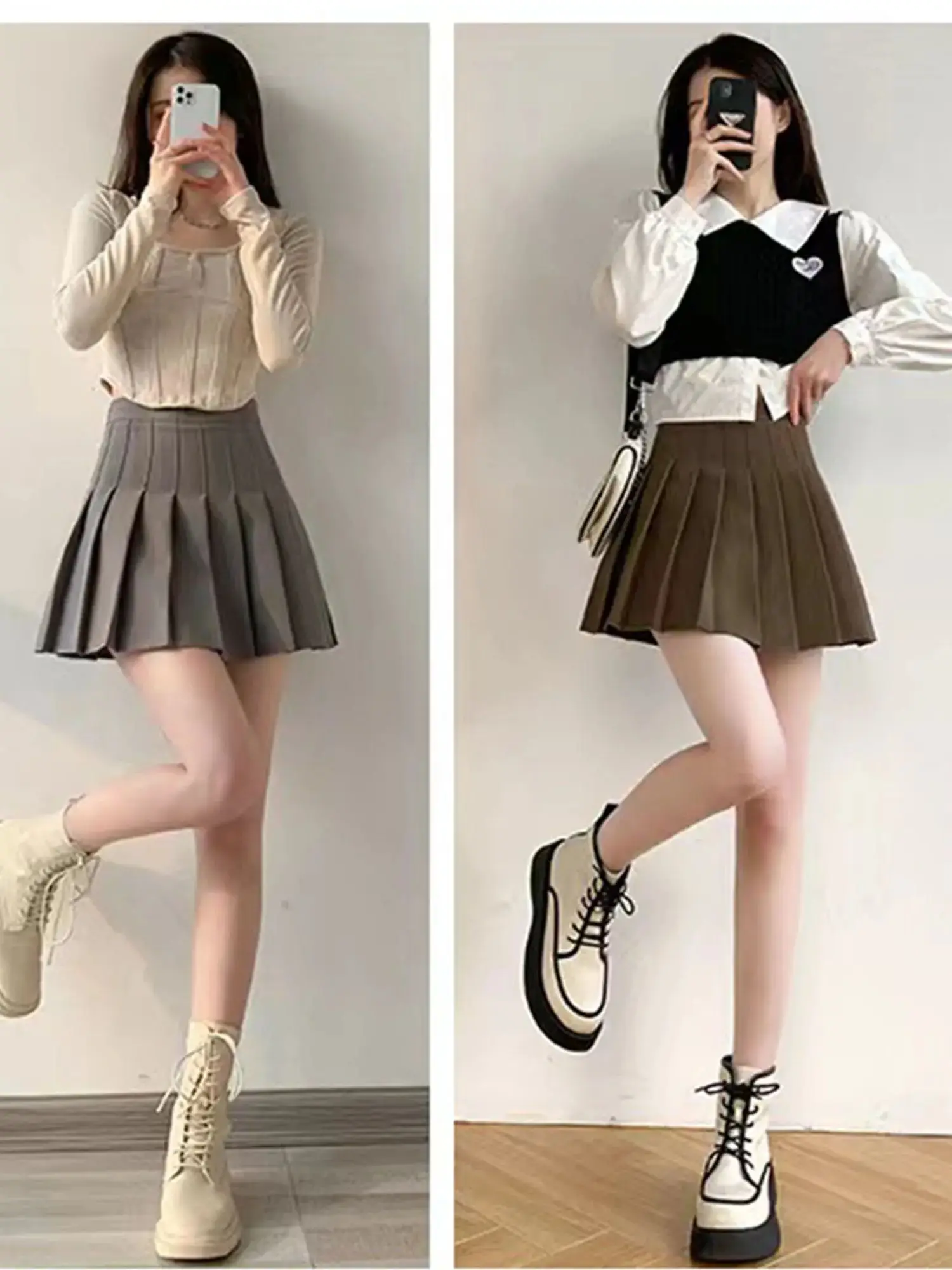 Faltenrock für Damen, elastische Taille, schwarzer Sommer-A-Linien-Rock, kleiner Spice Academy-Rock