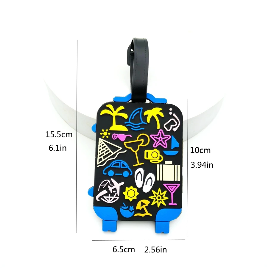 블랙 휴가 수하물 태그 펜던트, 여행 공항 수하물 분실 방지 ID 태그, 성인 야외 작업 이름 태그, 1 개, 2 개