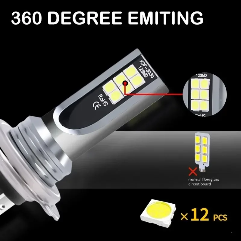 Universal H7/H4 LED Headlight Bulb Beam Kit 24W High Power COB Car Lights Headlamp 6500K Auto Headlight Bulbs Car Fog Light