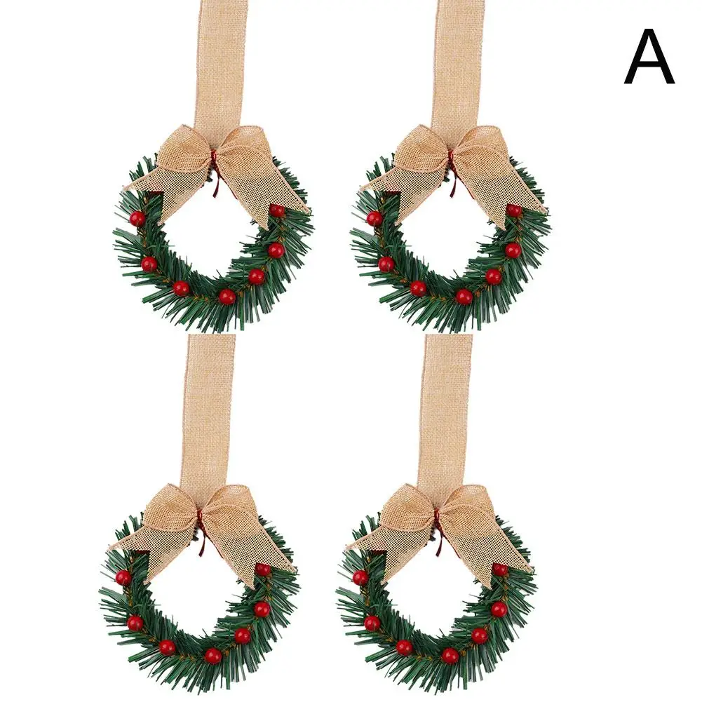 Rouleau de barrage d'évasion de fleur rouge avec décoration, mini ruban de Noël, arbre de couronne, couronne de baies, armoire, B, H3Q0, 3.94, 4 pièces