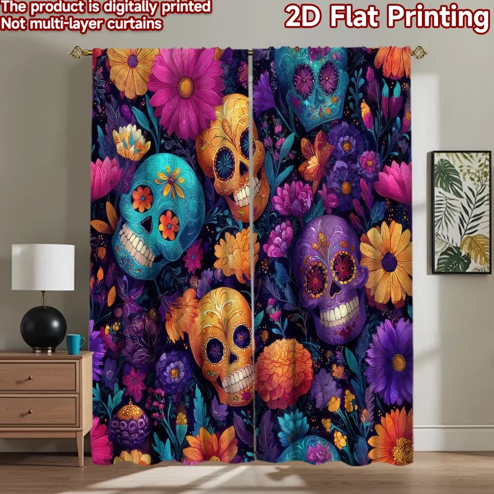 

1pc 2D flat Photography Backdrop Popular Background cloth Day of the Dead Skulls 100% Polyester Anniversary for Holiday home