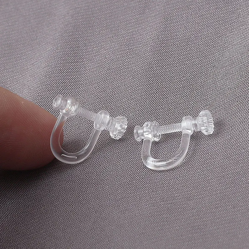 Transparent Resins Screw Ear Clips Earrings Findings Resins Plastic Earring Clips Base Connectors DIY Jewelry Accessories