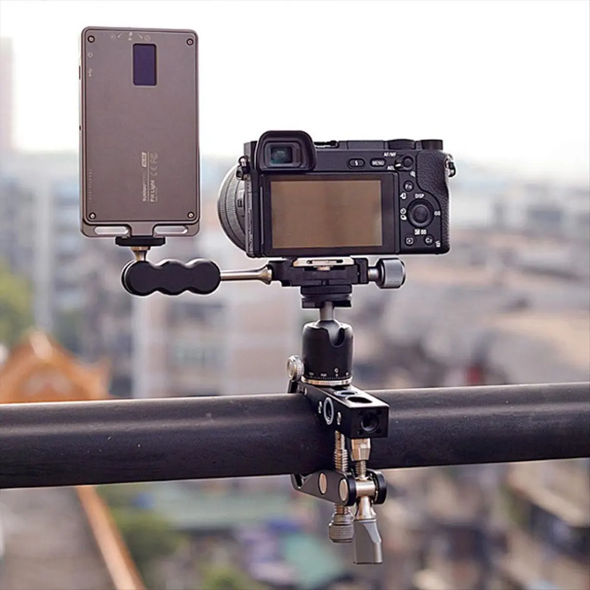 A14M 22mm Quick Release Mini Clamp with Cold Shoe Mount 1/4Inch Hole for Arca- Tripod DSLR Camera Cage