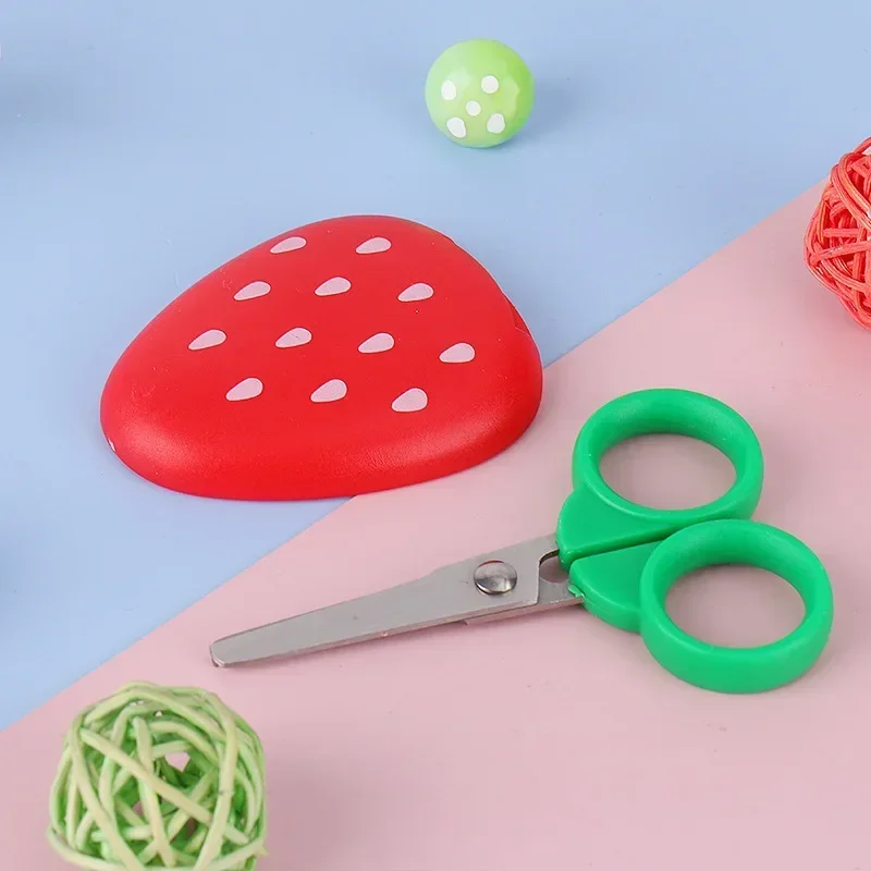 Scissors for Children Cute Fruit Scissors Small Magnetic Scissors Safe Cap Scrapbook Paper Crafts DIY Home Cutting Thread Cutter