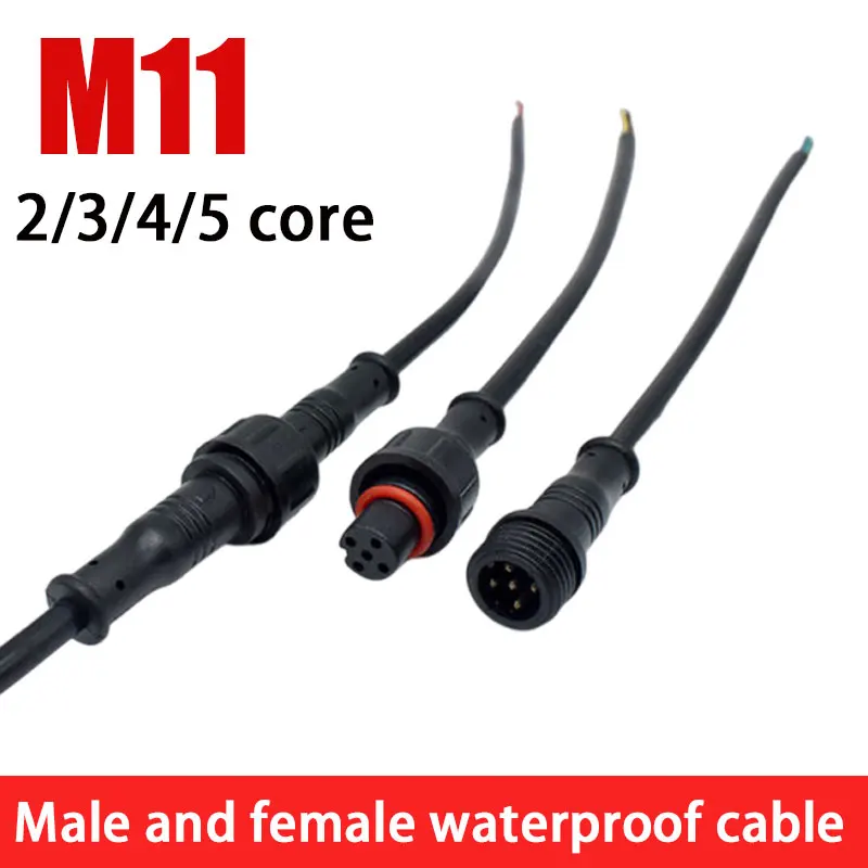M11 Plug-in Waterproof Cable 2Pin 3Pin 4Pin 5Pin LED Solar Connection Cable Outdoor Male And Female Injection Molding Cable 20cm