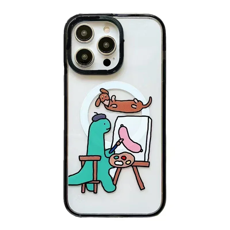 

MagSafe Acrylic Cartoon Dinosaur Phone Case Cover for iPhone 11 12 13 14 15 Pro Max Case for iPhone 15 ProMax