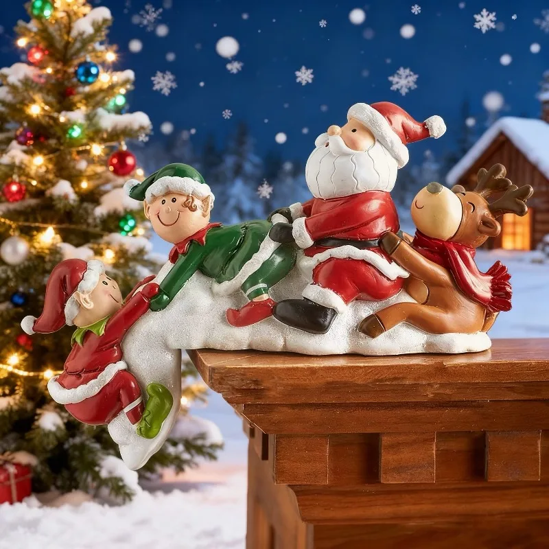 Resin Gnome Santa Claus Craft Creative Miniature Desktop Figurine Garden Yard Decorative Ornament