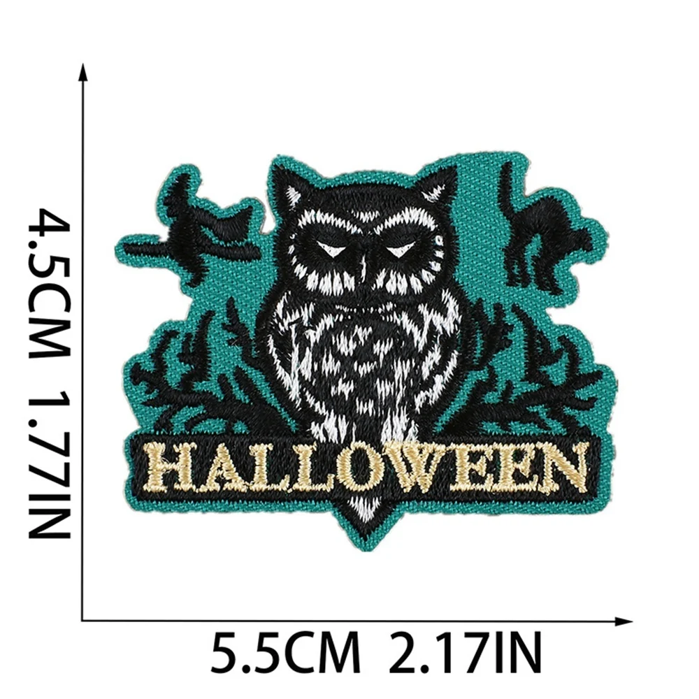 Punk Halloween Spider Patch Embroidery Patches For Clothing Old Castle Owl Animal Iron On Patches On Clothes Bat Ghost Sticker