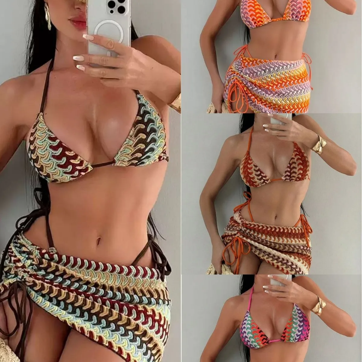 Sleeveless Striped Set European and American Style with High Elasticity Swimsuits Summer Sets Swimsuit Swimming Women Bikini