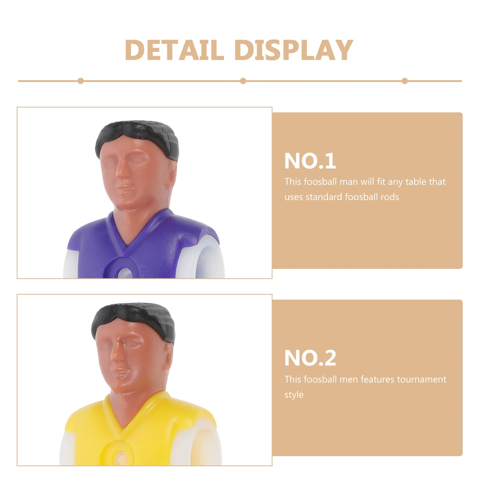 

4Pcs Mini Soccer Game Figure Tournament Style Foosball Player Replacement for Standard Tables 2 Yellow 2 Purple