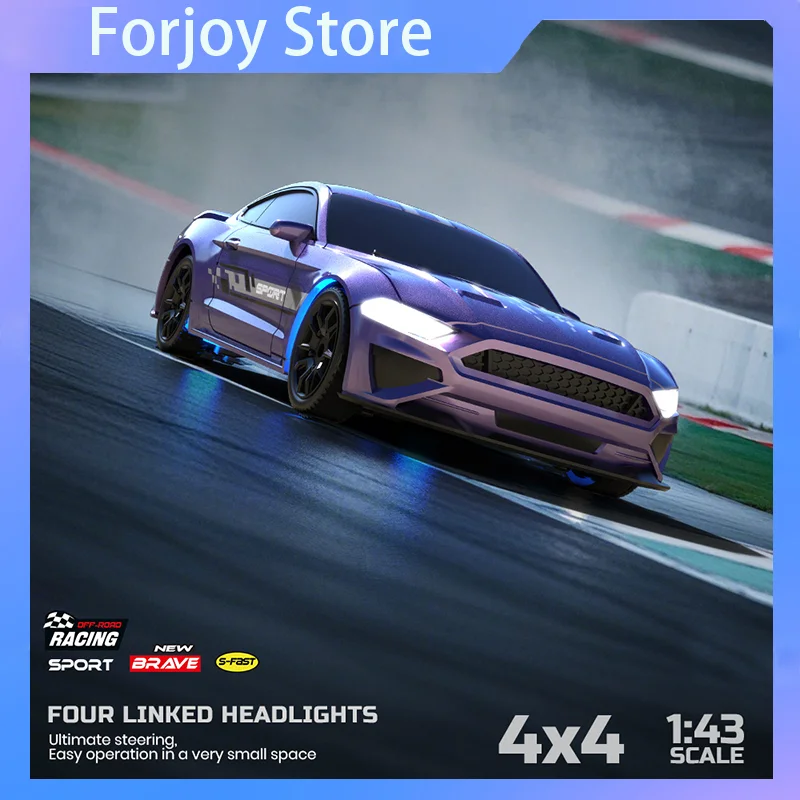 

1/43 Scale Drift Car 15km/h 4x4 Remote Control Racing High Speed RC Vehicle RTR with 7Color LED Lights Cars Toy for Children