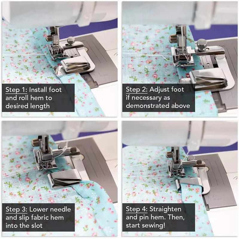 6 Pcs Rolled Hem Presser Foot, Hemming Foot Kit for Sewing Rolled Hemmer Presser Foot  for All Low Shank Sewing Machine