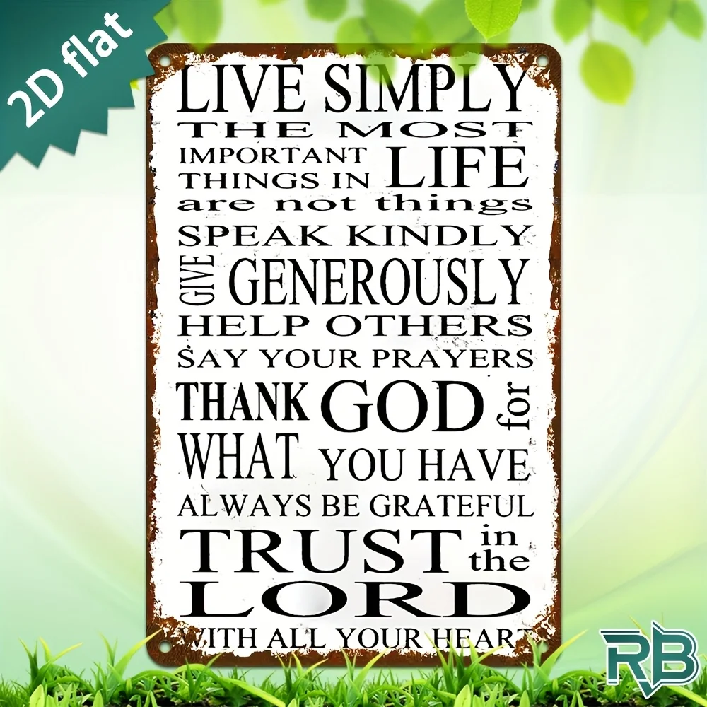 New Trendy HD Metal Wall Art - Vintage Rustic 2D Flat Design Featuring Inspirational Religious Quote 