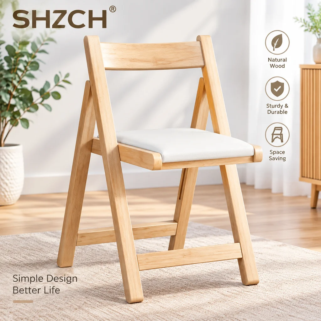 Solid Wood Fold Garden Chair Household Small Stool Living Room Dining Chair Study Dressing Table Furniture Backrest Chair