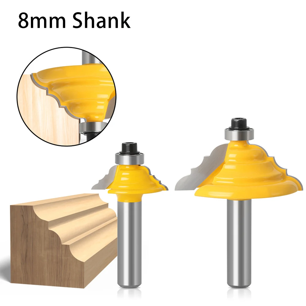 8mm Shank Raised Door Moulding Wood Router Bit Cabinet Door Decorative Lace Line Edge Profiling Moulding Trimming Milling Cutter