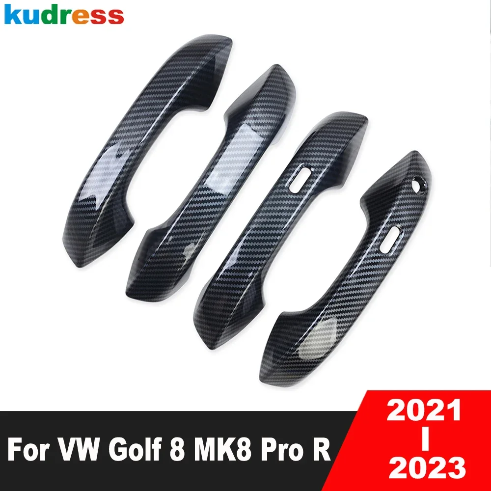 Door Handle Cover Trim For Volkswagen VW Golf 8 MK8 Pro R 2021 2022 2023 Carbon Fiber Car Side Handles Catch Cap Accessories