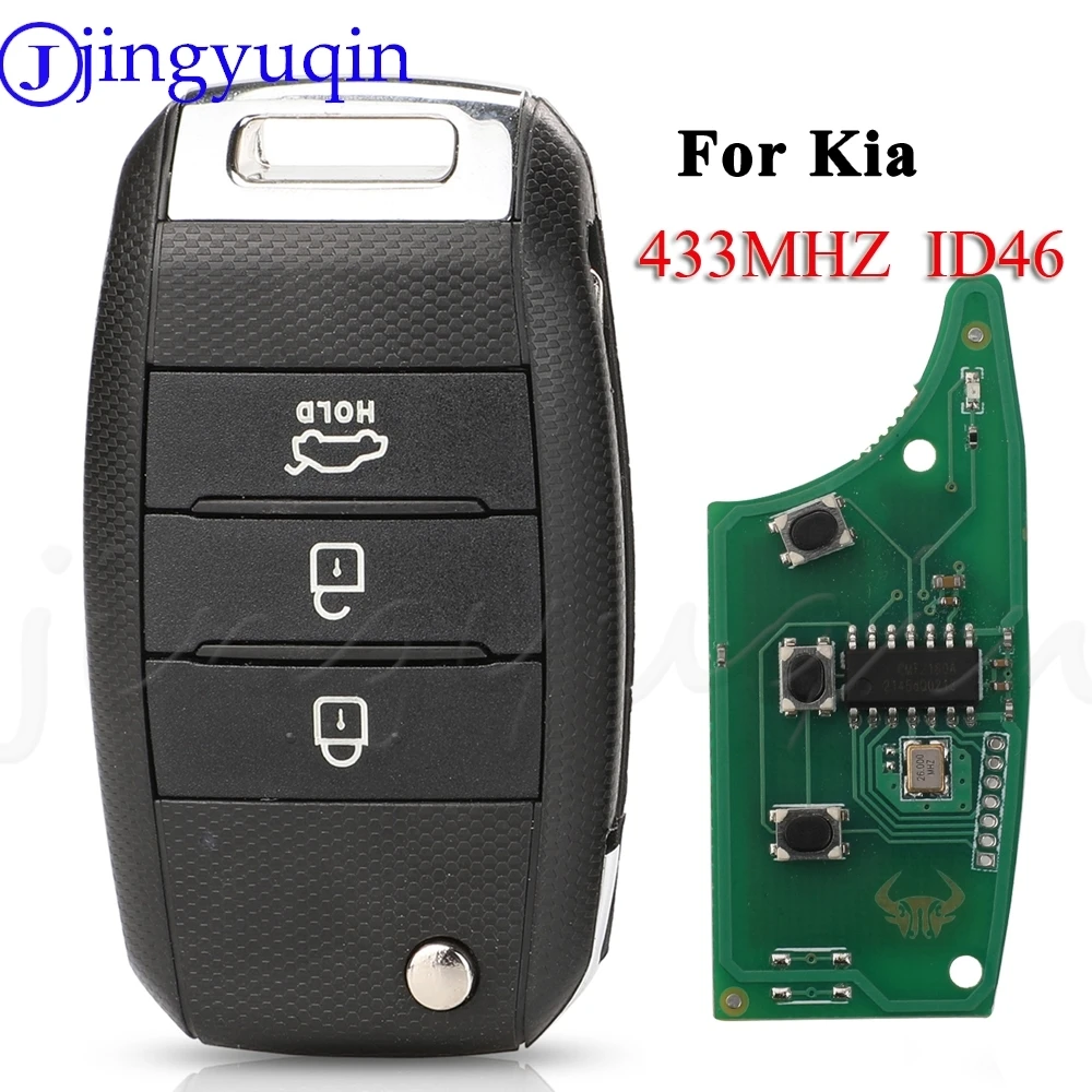 jingyuqin 3Buttons Flip Car Key Remote Fob 433.92Mhz ID46 Chip For KIA 2016 K4 Carens 2012DJ3244 2012DJ5804 95430-A4200 Auto Fob