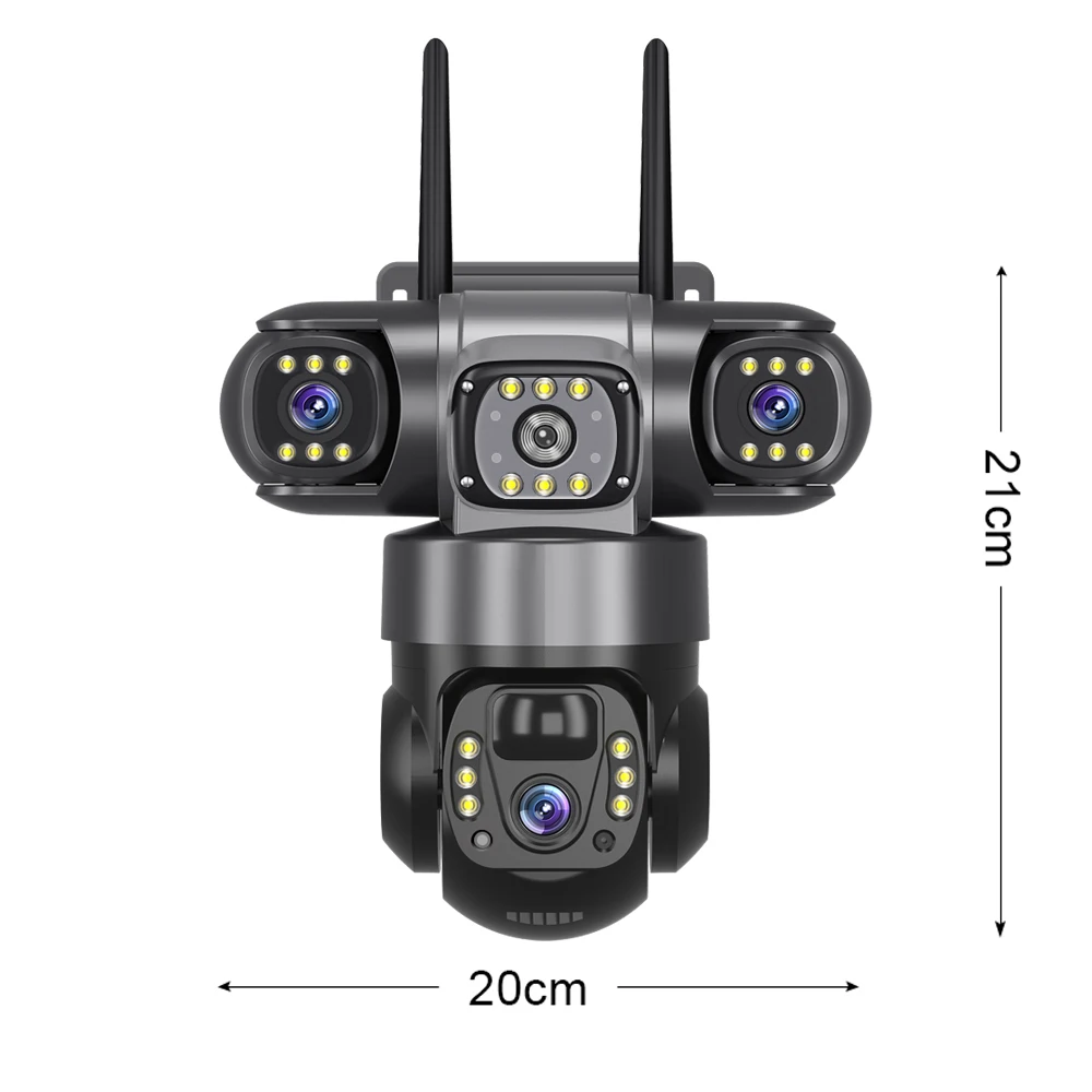 Cross-border outdoor 360° panoramic home three-lens solar surveillance camera: security, high-definition full-color night vision