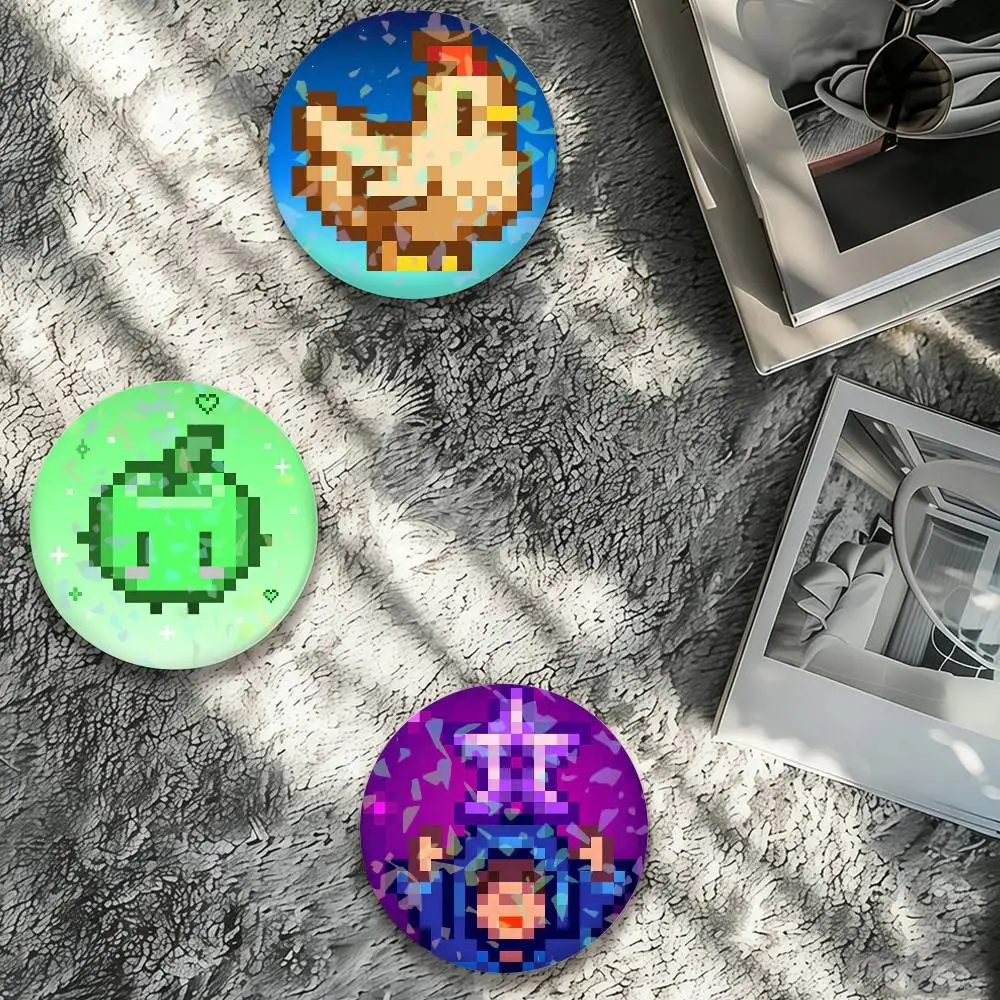 Game Stardew Valley cute chiken Laser Badge Pins Handmade Brooches for Backpack Gifts Bag Decor Fans Collect
