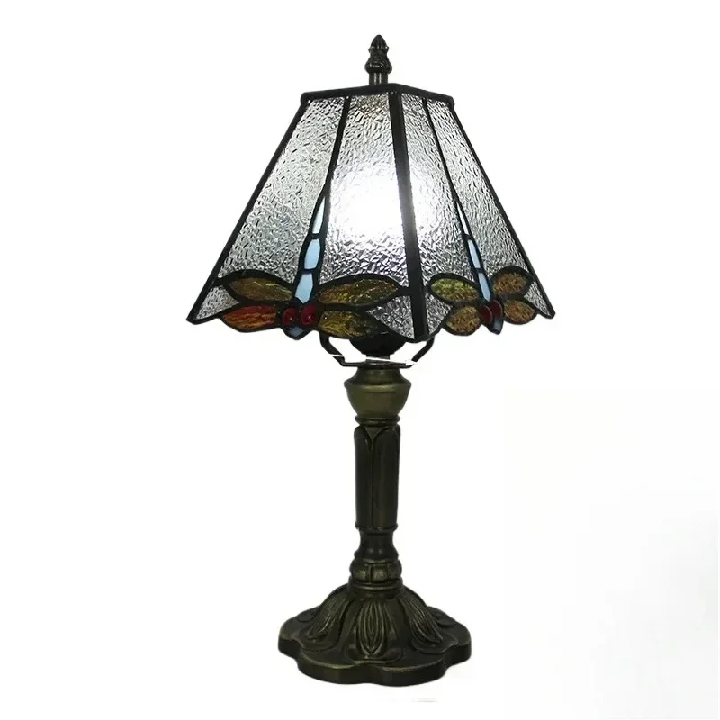 

Dia20cm Tiffany Style Desk Lamps and Lanterns Diamond Dragonfly Desk Lamp Shade for Home Office Bedroom Farmhouse Table Lamp