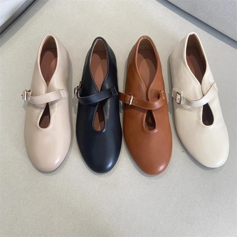 

Элегантные балетки на плоской подошве для женщин, мягкая обувь Мэри Джейн из искусственной кожи, женские весенне-осенние повседневные уличные удобные лоферы